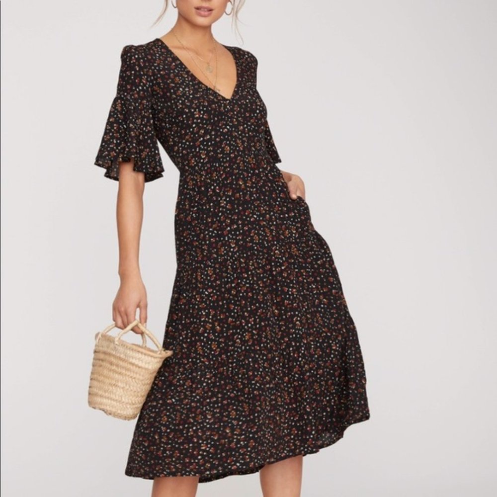 Melia Ditsy Floral Print Midi Dress